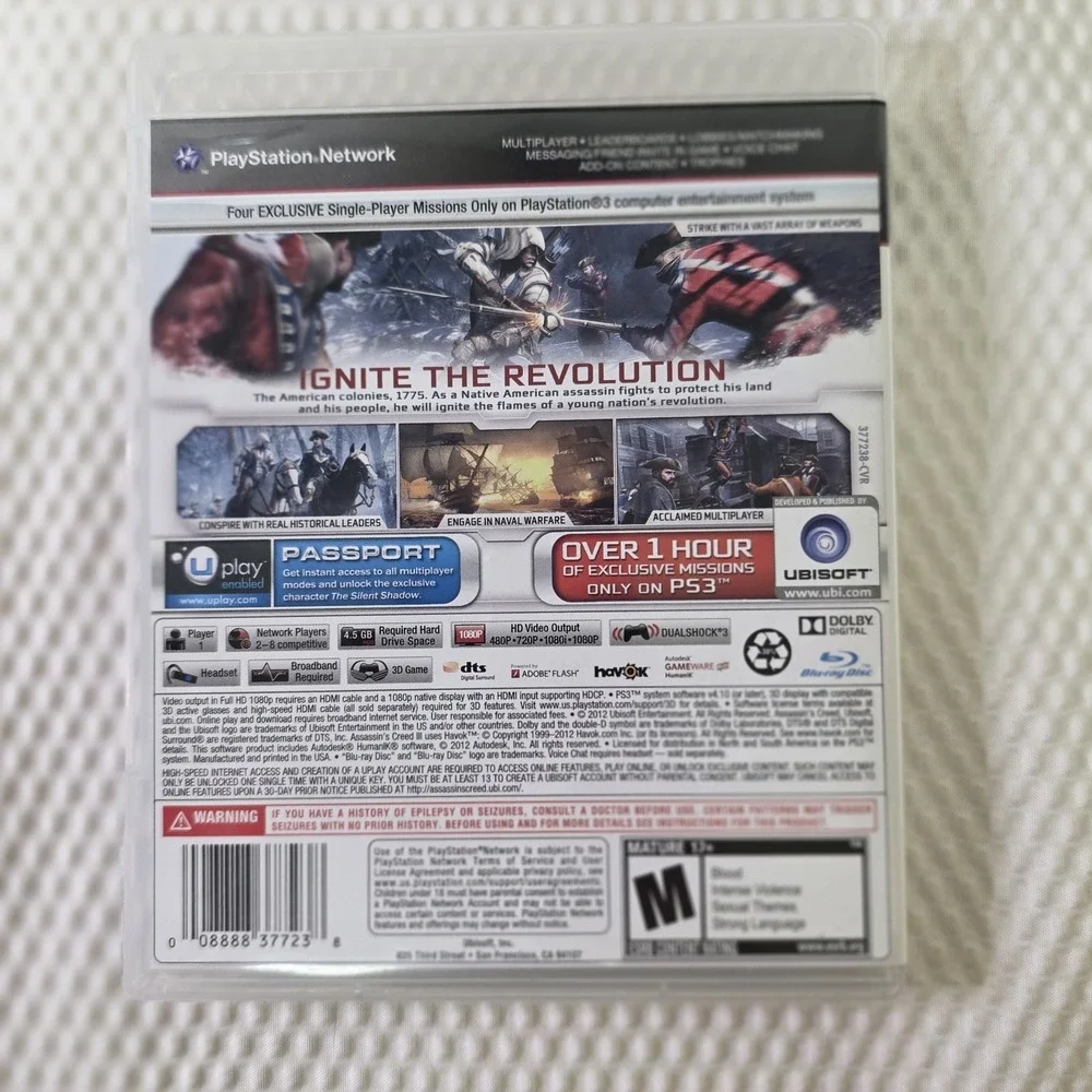 Assassin's Creed III (Sony PlayStation 3 2012) PS3 Manual included